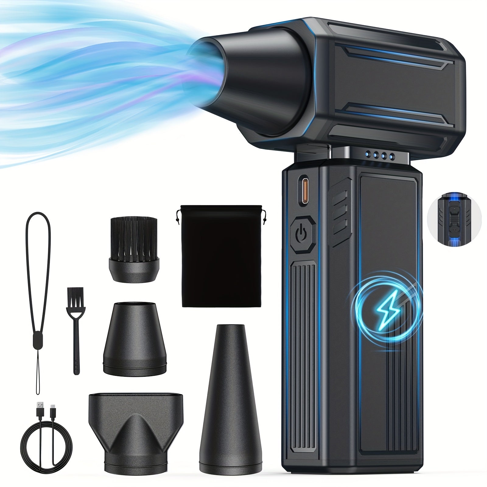 SOUFFLEUR D’AIR ÉLECTRIQUE SANS FIL – 200 000 RPM, vitesse réglable MasCar