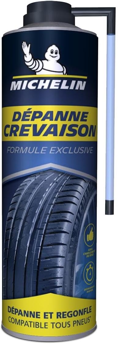 MICHELIN Répare-Crevaison 500ml, Tous pneus jusqu'à 245 mm, Voiture, SUV, Monospace, Utilitaires, Remorques, Caravanes
