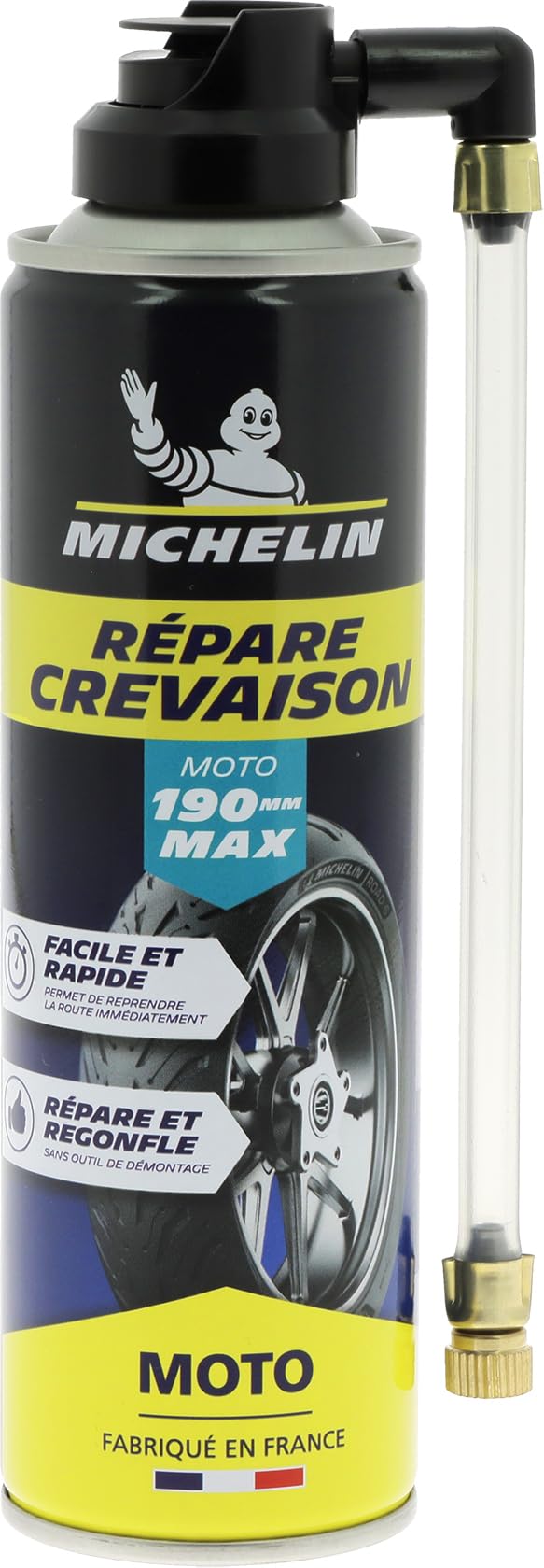 MICHELIN Répare-Crevaison 500ml, Tous pneus jusqu'à 245 mm, Voiture, SUV, Monospace, Utilitaires, Remorques, Caravanes