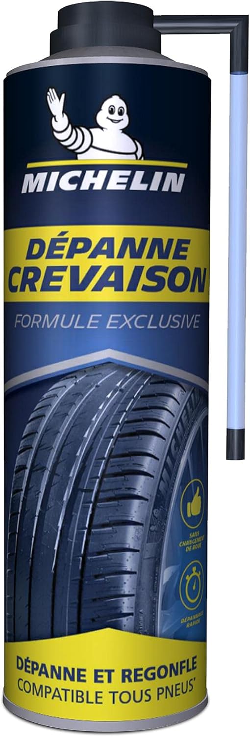 MICHELIN Répare-Crevaison 500ml, Tous pneus jusqu'à 245 mm, Voiture, SUV, Monospace, Utilitaires, Remorques, Caravanes