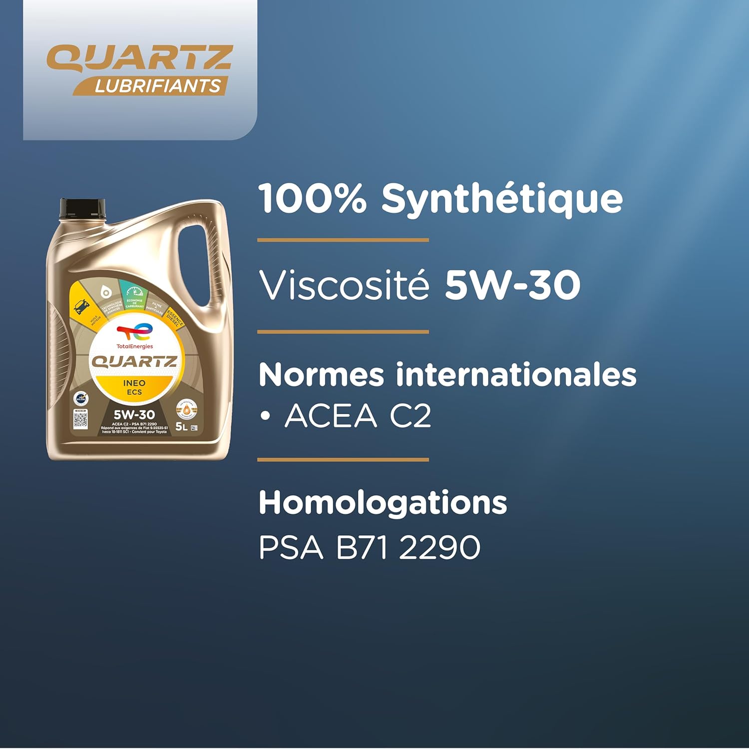 TotalEnergies Quartz Ineo ECS 5W-30, Huile moteur essence et Diesel, 5 litres