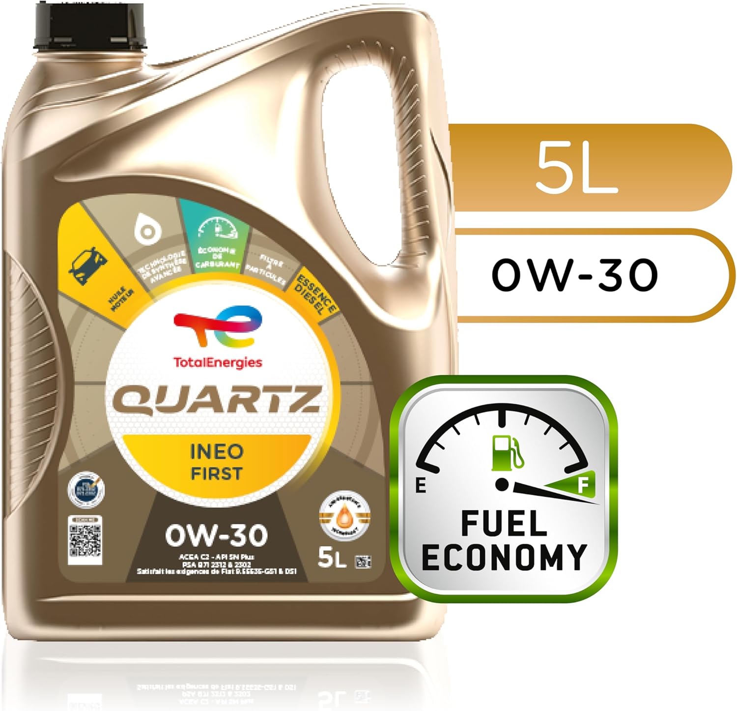 TotalEnergies Quartz Ineo First 0W-30, Huile moteur essence et Diesel, 5 litres