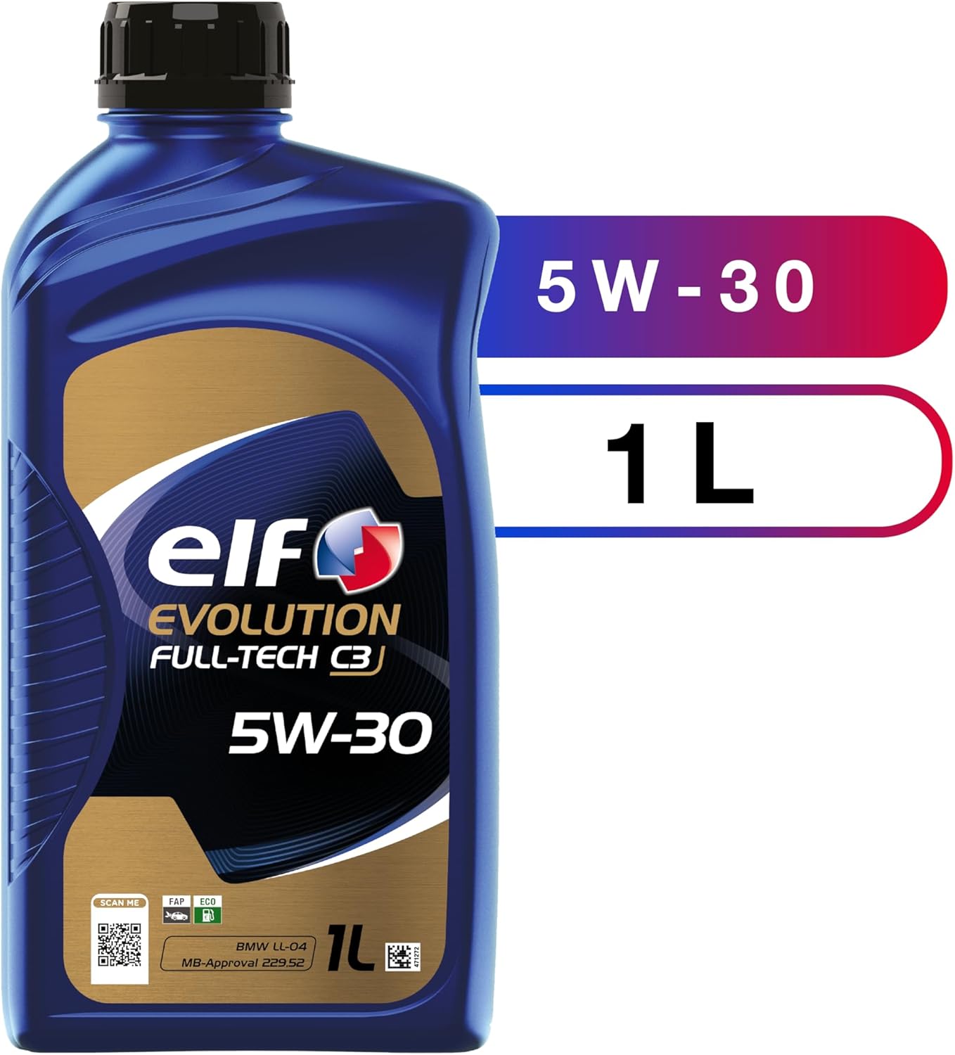 ELF EVOLUTION FULL-TECH C3 5W-30, Huile moteur essence et Diesel, 1 litre