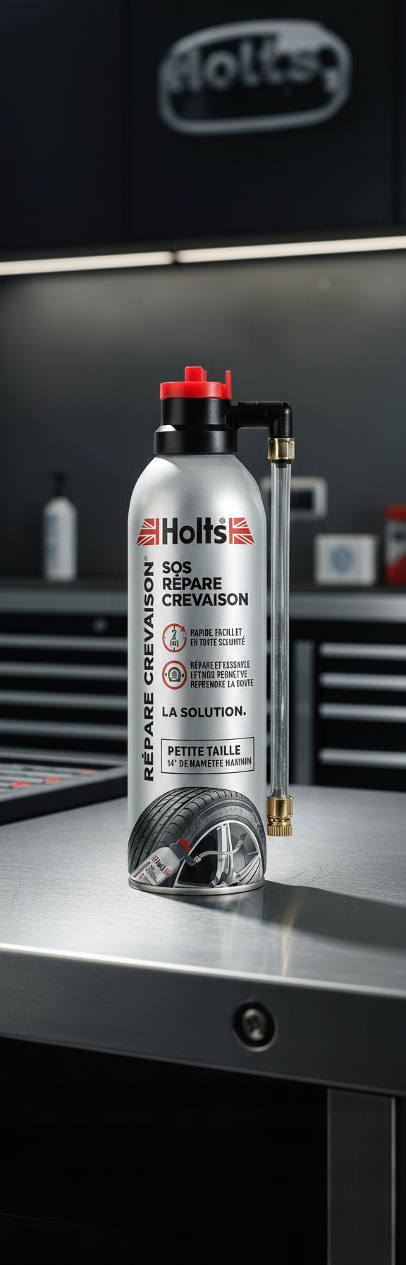 Holts Répare-Crevaison Aérosol 300 ml – Spray Réparateur Pneus pour Moto, Scooter, Citadine | Réparation Express Sans Outils ni Démontage | Compatible TPMS – Utilisation Facile – 300ml