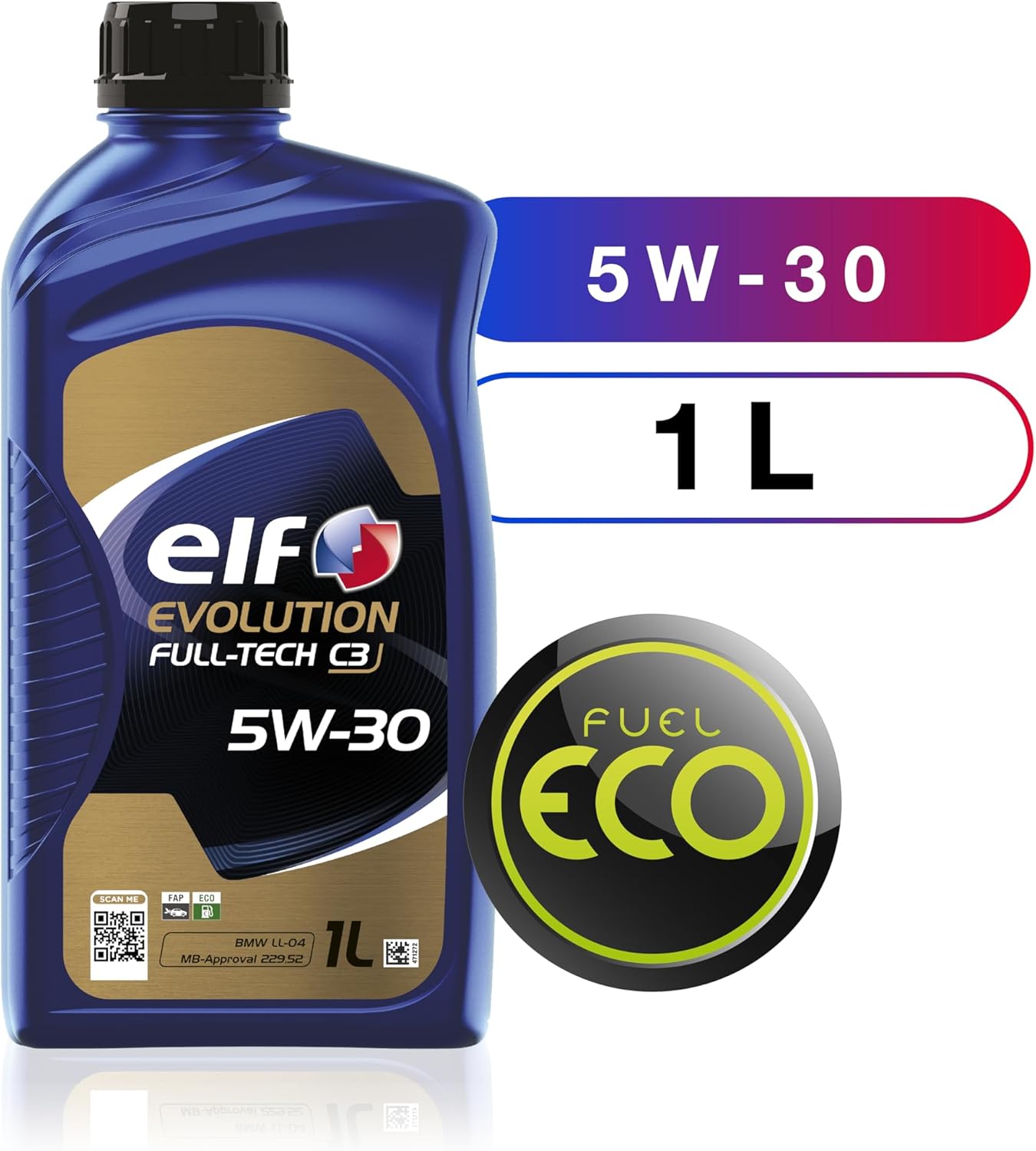 ELF EVOLUTION FULL-TECH C3 5W-30, Huile moteur essence et Diesel, 1 litre