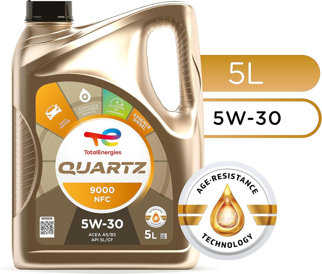 TotalEnergies Quartz 9000 NFC 5W-30, Huile moteur essence et Diesel, 5 litres