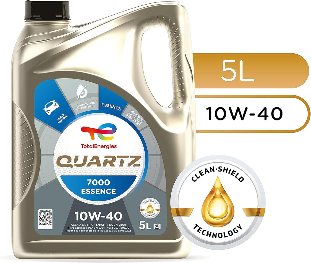 TotalEnergies Quartz 7000 essence 10W-40, Huile moteur, 5 litres