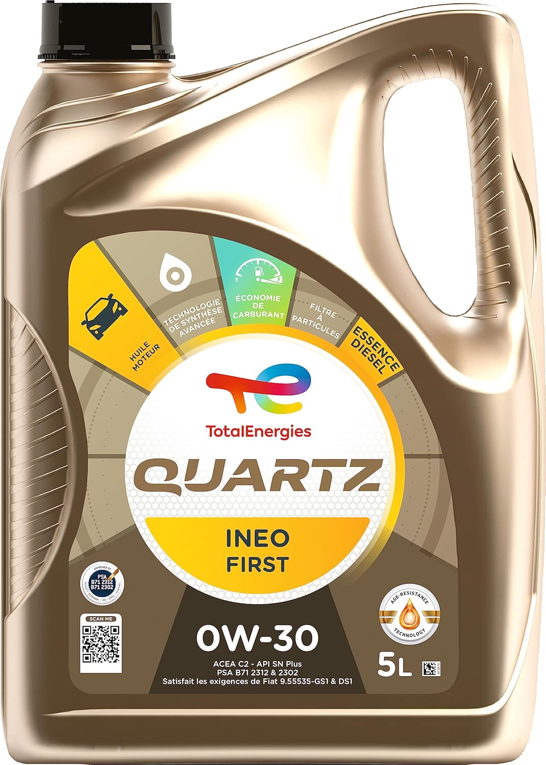 TotalEnergies Quartz Ineo First 0W-30, Huile moteur essence et Diesel, 5 litres