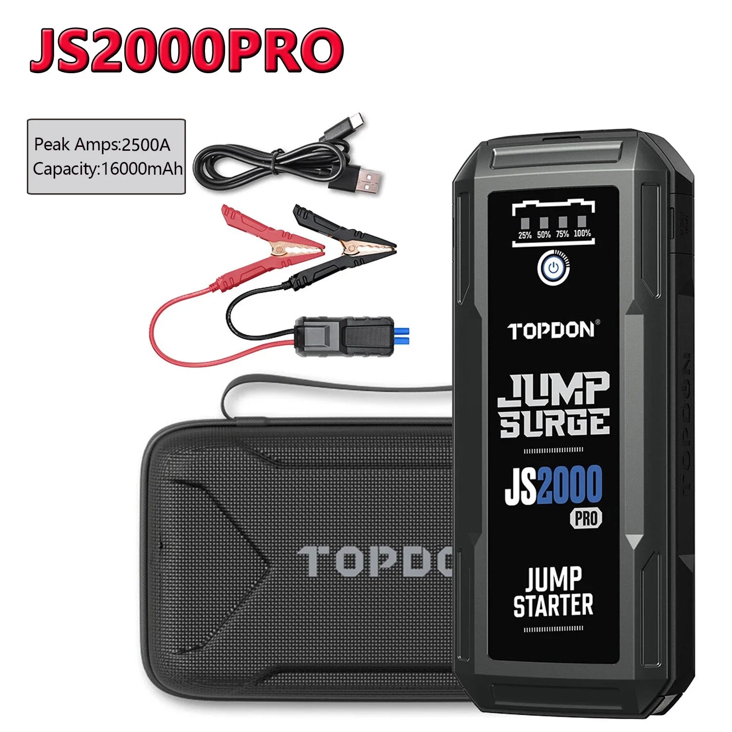 Topdon Jump Starter JS3000/JS2000Pro/JS1200pro 3000A/2500A/1500A/1200A Power Bank 12V Car Starting Device  for Booster MasCar