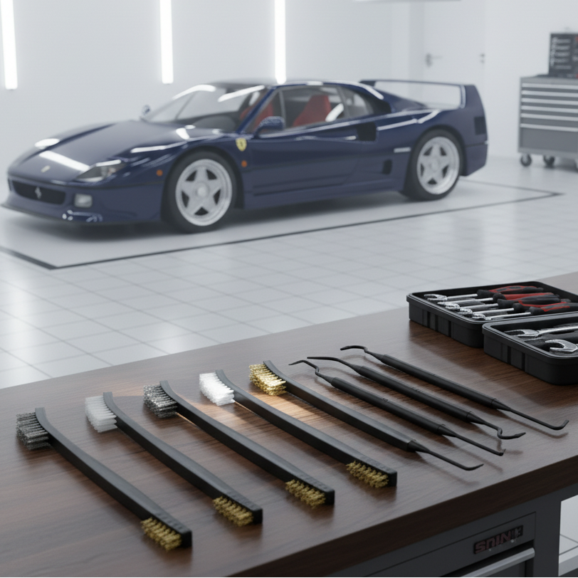 SET DE BROSSES DOUBLE EMBOUT – Acier, laiton et nylon pour nettoyage précis et entretien complet MasCar