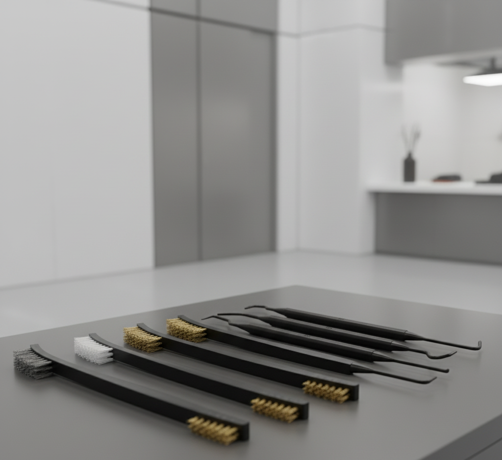 SET DE BROSSES DOUBLE EMBOUT – Acier, laiton et nylon pour nettoyage précis et entretien complet MasCar