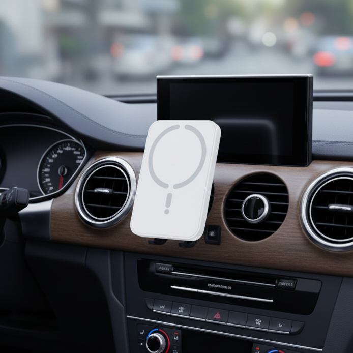 CHARGEUR VOITURE SANS FIL MAGNÉTIQUE – Support aération 15W MasCar