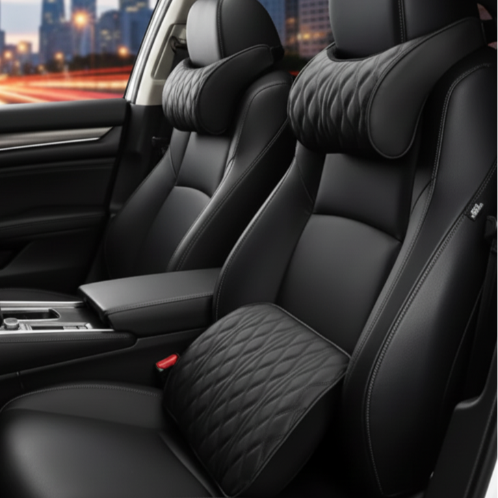 COUSSIN DE NUQUE & LOMBAIRE AUTO –  Mémoire de forme et design cuir MasCar