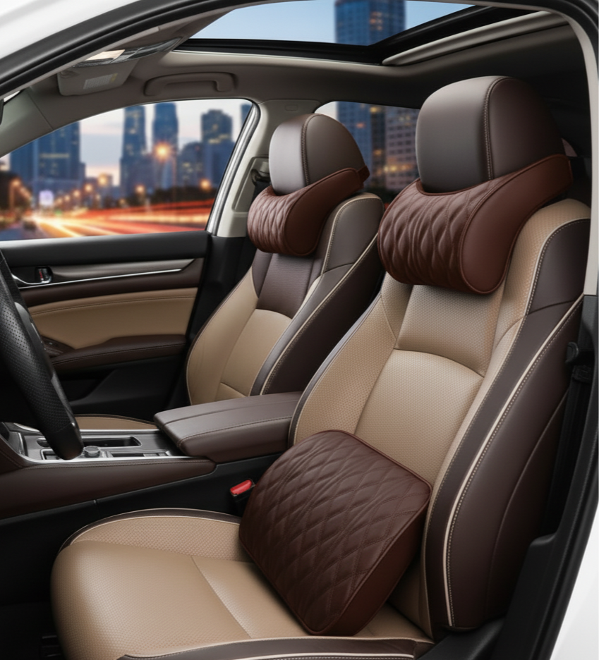 COUSSIN DE NUQUE & LOMBAIRE AUTO –  Mémoire de forme et design cuir MasCar