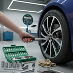 COFFRET DOUILLES 46 PIÈCES – Jeu de Cliquet 1/4" avec Embouts Hexagonaux, Rallonge et Accessoires MasCar