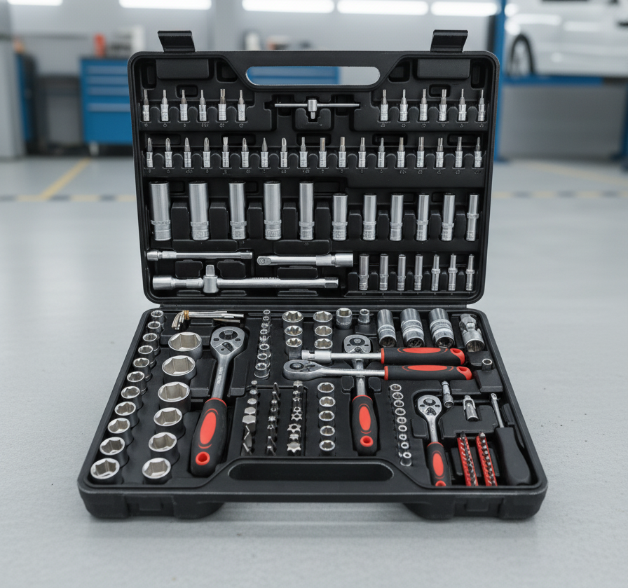 COFFRET CLÉS À CLIQUET ET DOUILLES – Kit Complet 108/171 Pièces Pour Réparation Automobile, Moto et Bricolage MasCar