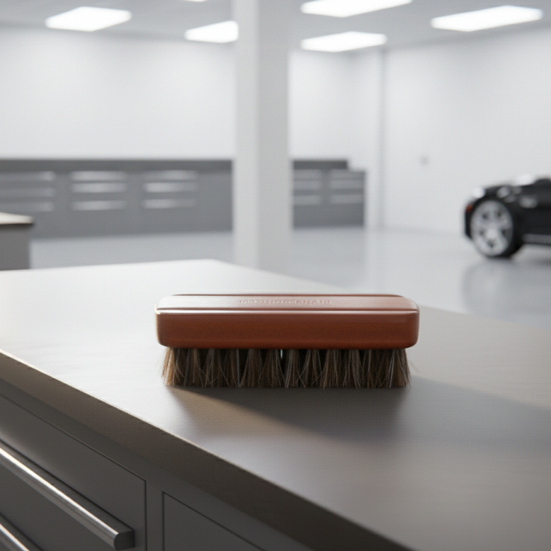 BROSSE DE NETTOYAGE INTÉRIEUR EN CRIN DE CHEVAL – Outil de detailing doux et efficace pour voiture MasCar