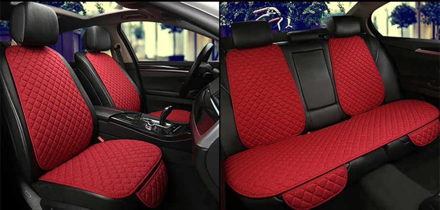Universal Car Seat Cover Protector Linen Front Rear Back Flax Summer Cushion Pad Mat Sedan Suv Pick-up Car Interior Accessories MasCar