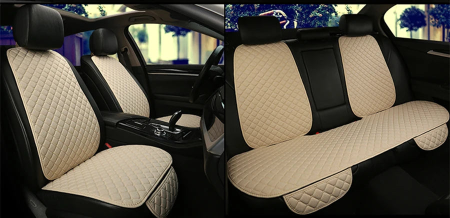 Universal Car Seat Cover Protector Linen Front Rear Back Flax Summer Cushion Pad Mat Sedan Suv Pick-up Car Interior Accessories MasCar