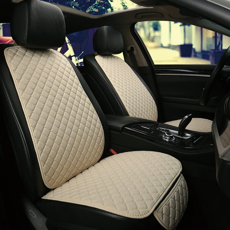 Universal Car Seat Cover Protector Linen Front Rear Back Flax Summer Cushion Pad Mat Sedan Suv Pick-up Car Interior Accessories MasCar