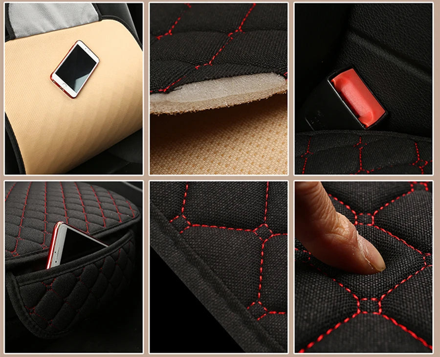 Universal Car Seat Cover Protector Linen Front Rear Back Flax Summer Cushion Pad Mat Sedan Suv Pick-up Car Interior Accessories MasCar