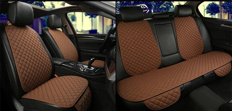 Universal Car Seat Cover Protector Linen Front Rear Back Flax Summer Cushion Pad Mat Sedan Suv Pick-up Car Interior Accessories MasCar