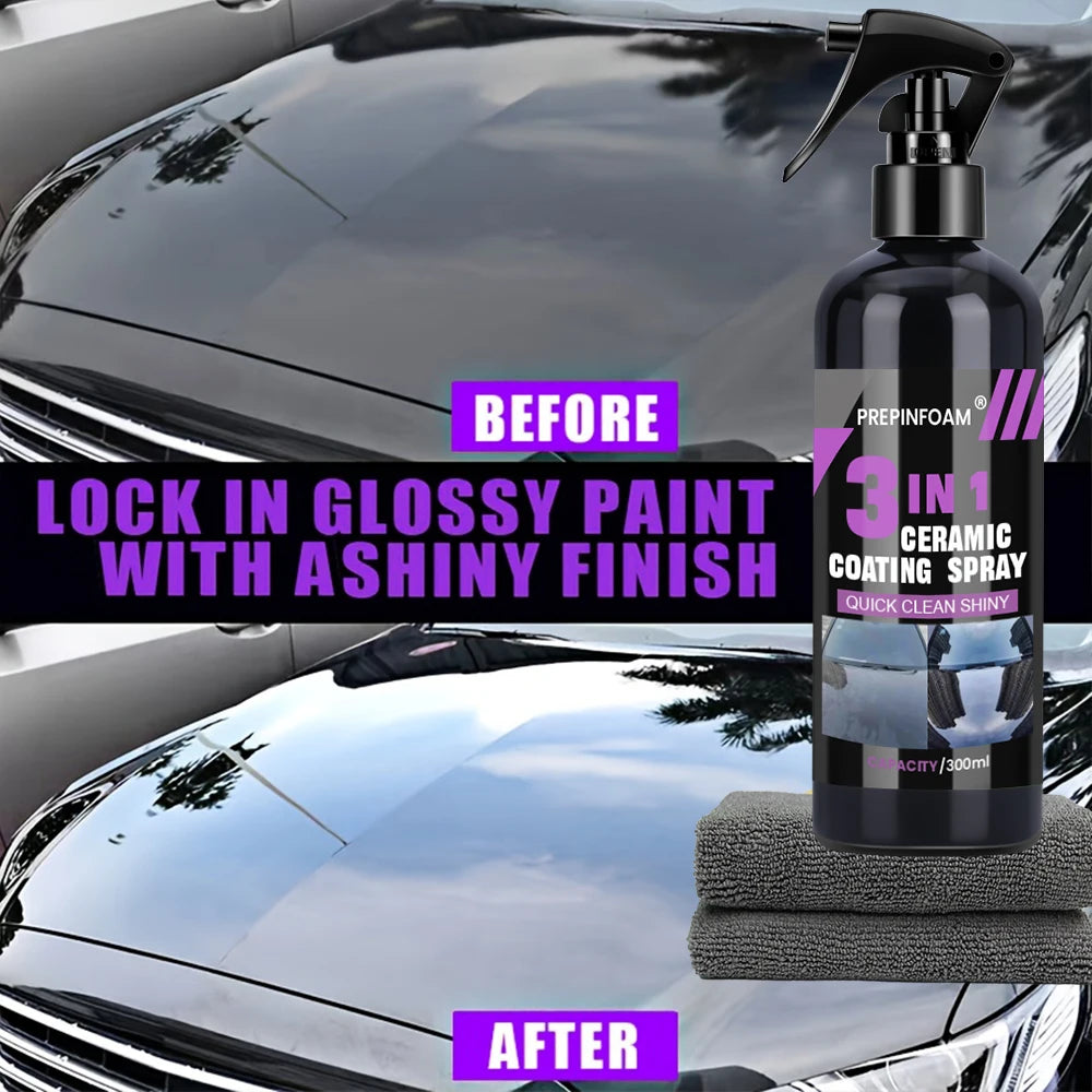 3 in 1 Car Ceramic Liquid Coating Spray Nano Crystal Hydrophobic Layer Polishing Agent High Gloss Paint Protection Wax Car Care MasCar