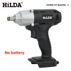 HILDA Electric Impact Wrench 18V Blue Brushless/Brushed Rechargeable 1/2 Socket Wrench Cordless Hand Drill for Makita Battery MasCar