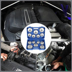 Podofo 15pcs Cap Oil Filter Wrench Socket Set Car Hand Remover Tool Kit 1/2"Square Drive Car Fuel Filtering Device Wrench Set MasCar