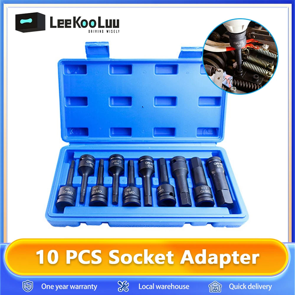 LeeKooLuu 10pcs 1/2 Inch Drive Impact Torx Star Bit Socket Sets Socket Bits Set Metal Hand Tools For 1/2 Inch Square Head Wrench MasCar