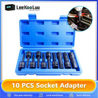 LeeKooLuu 10pcs 1/2 Inch Drive Impact Torx Star Bit Socket Sets Socket Bits Set Metal Hand Tools For 1/2 Inch Square Head Wrench MasCar