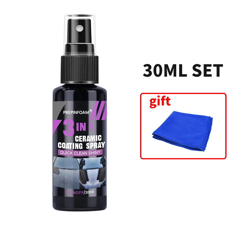 3 in 1 Car Ceramic Liquid Coating Spray Nano Crystal Hydrophobic Layer Polishing Agent High Gloss Paint Protection Wax Car Care MasCar