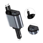 4 in 1 120W Car Charger Retractable Car Cigarette Lighter Adapter USB Type C Fast Charger Cable For IPhone Xiaomi Huawei Samsung MasCar