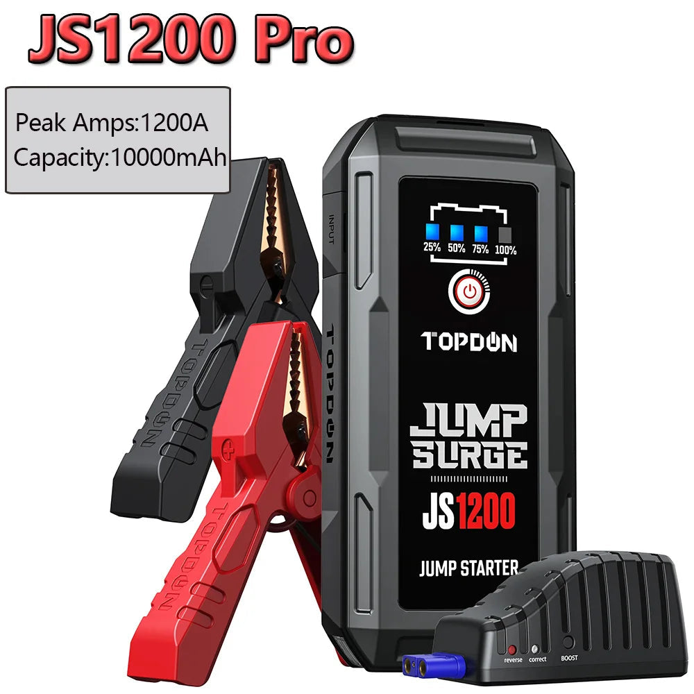 Topdon Jump Starter JS3000/JS2000Pro/JS1200pro 3000A/2500A/1500A/1200A Power Bank 12V Car Starting Device  for Booster MasCar