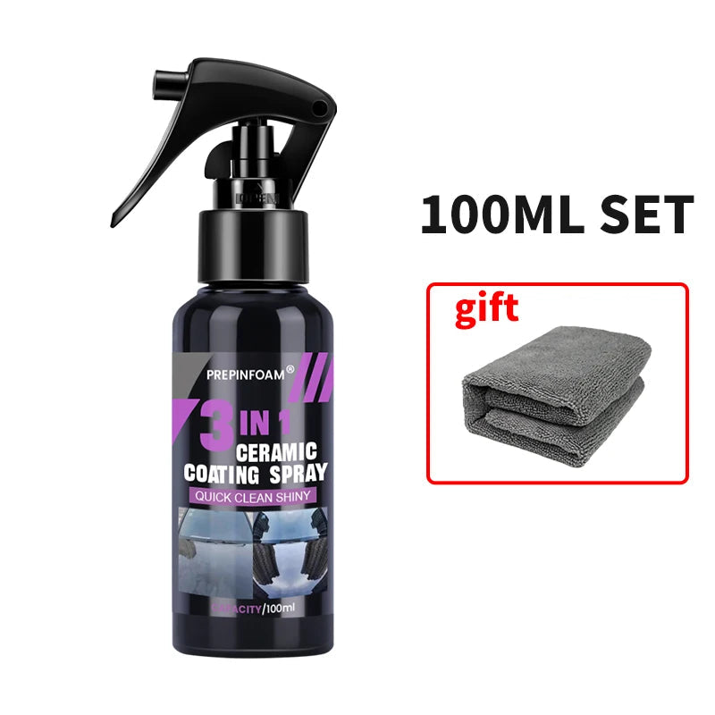3 in 1 Car Ceramic Liquid Coating Spray Nano Crystal Hydrophobic Layer Polishing Agent High Gloss Paint Protection Wax Car Care MasCar