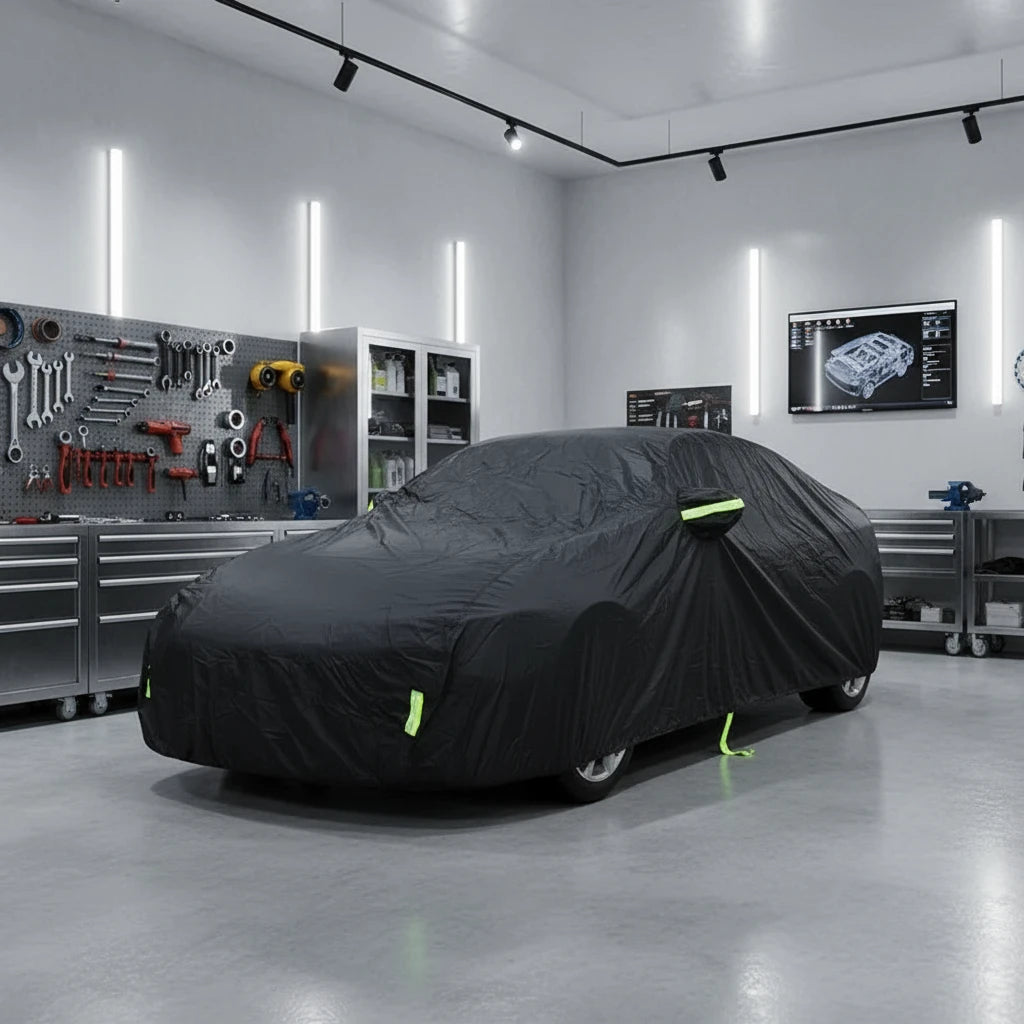 Car Cover Full Exterior Black Auto Cover Sunshade Dustproof Protection With Reflective strips Universal for Hatchback Sedan SUV MasCar