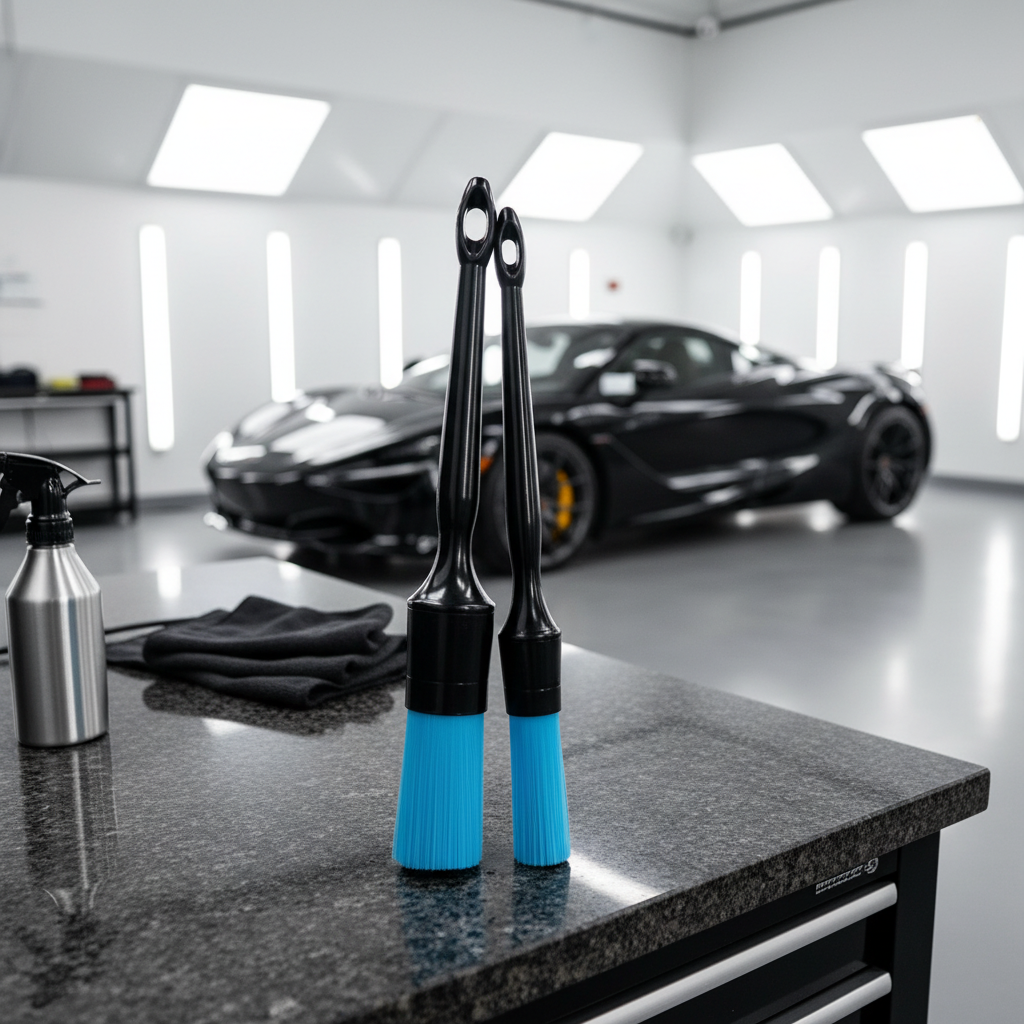 Lucullan Soft Car Detailing Brush Set Wet & Dry Use For Interior Leather Dashboard Air Vent Wheel MasCar