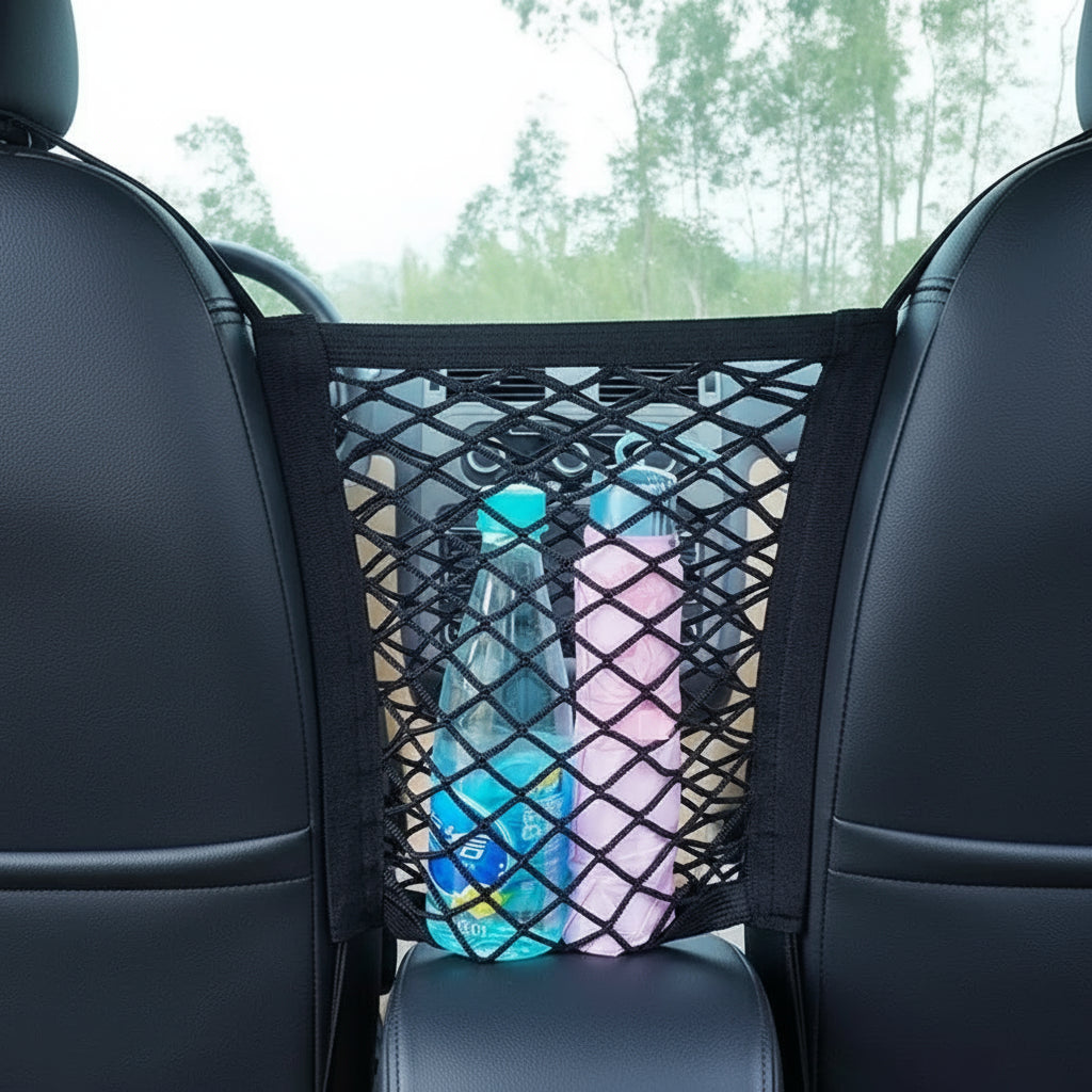 1pc universal elastic polyester car truck seat mesh storage net bag with hook between seats organizer holder pocket MasCar