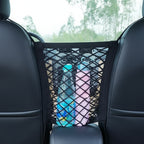 1pc universal elastic polyester car truck seat mesh storage net bag with hook between seats organizer holder pocket MasCar