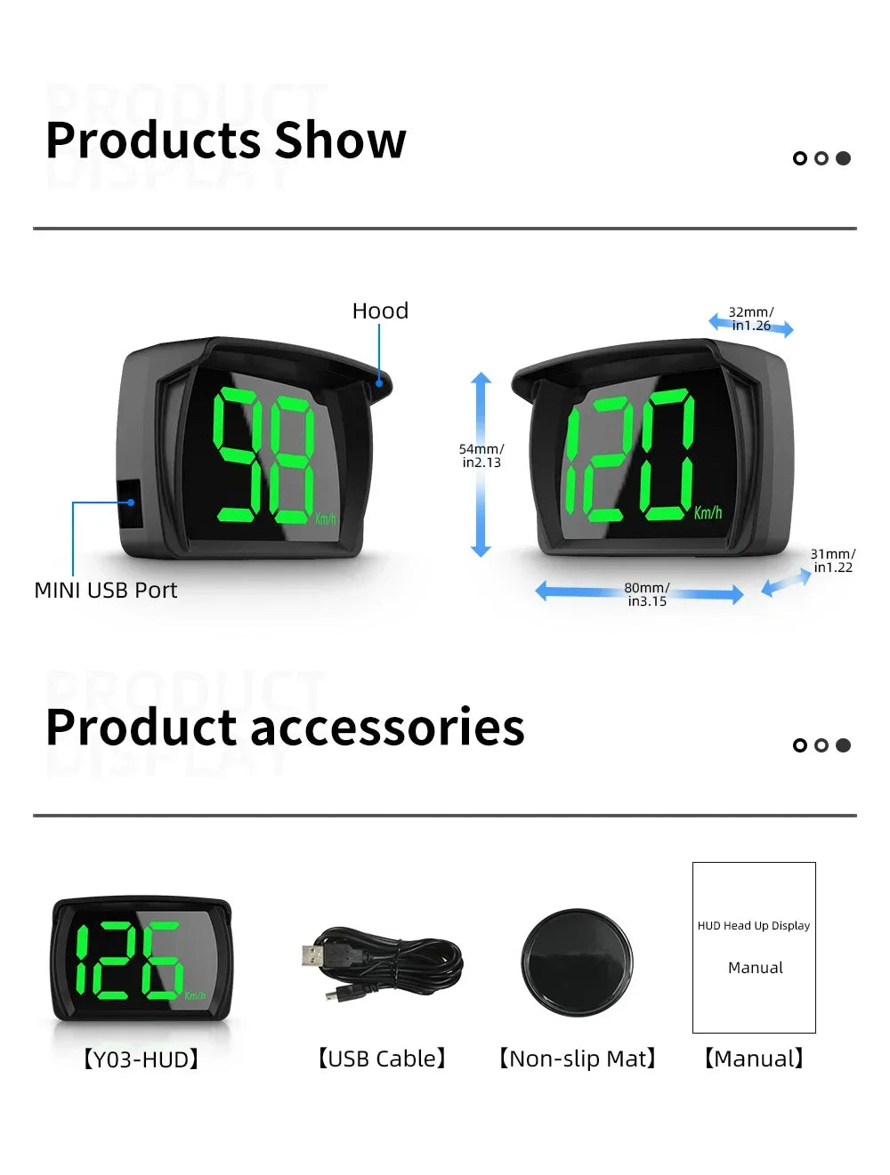 Y03 Digital GPS Speedometer Universal GPS Head up Display HUD Big Font KMH Reminder Meter Car Electronic Displayer Plug and Play MasCar
