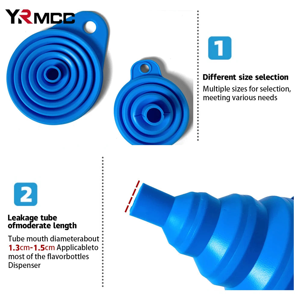 2Pcs Foldable Car Engine Funnel Silicone Liquid Funnel Washer Engine Oil Petrol Change Tools for Motorcycle Car Acesssories MasCar