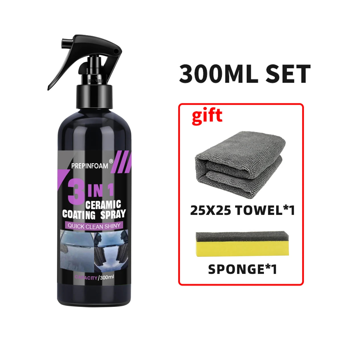3 in 1 Car Ceramic Liquid Coating Spray Nano Crystal Hydrophobic Layer Polishing Agent High Gloss Paint Protection Wax Car Care MasCar