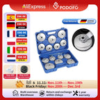 Podofo 15pcs Cap Oil Filter Wrench Socket Set Car Hand Remover Tool Kit 1/2"Square Drive Car Fuel Filtering Device Wrench Set MasCar
