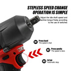 M-WALK Tool 1300N.M Brushless Impact Wrench Cordless Electric Wrench 1/2 in Screwdriver Power Tool For Milwaukee 18V Battery Pin MasCar
