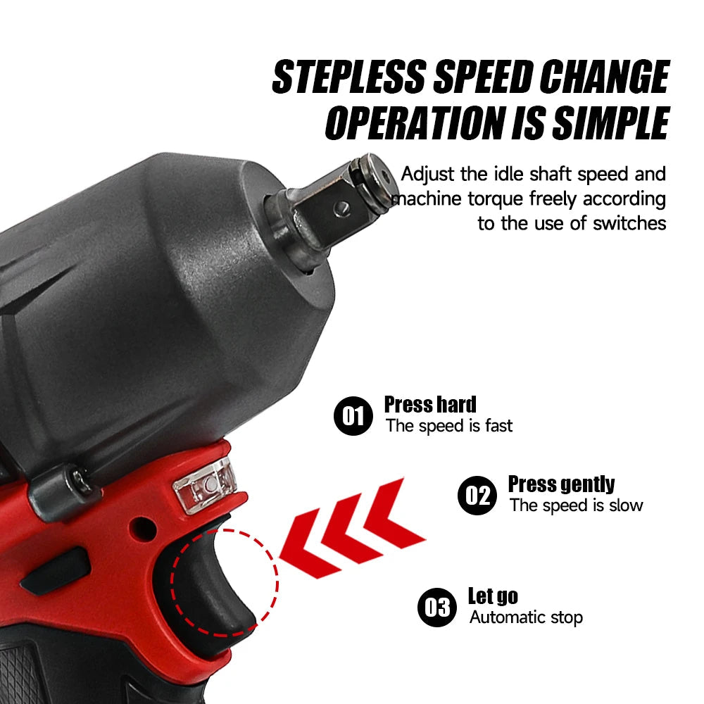 M-WALK Tool 1300N.M Brushless Impact Wrench Cordless Electric Wrench 1/2 in Screwdriver Power Tool For Milwaukee 18V Battery Pin MasCar