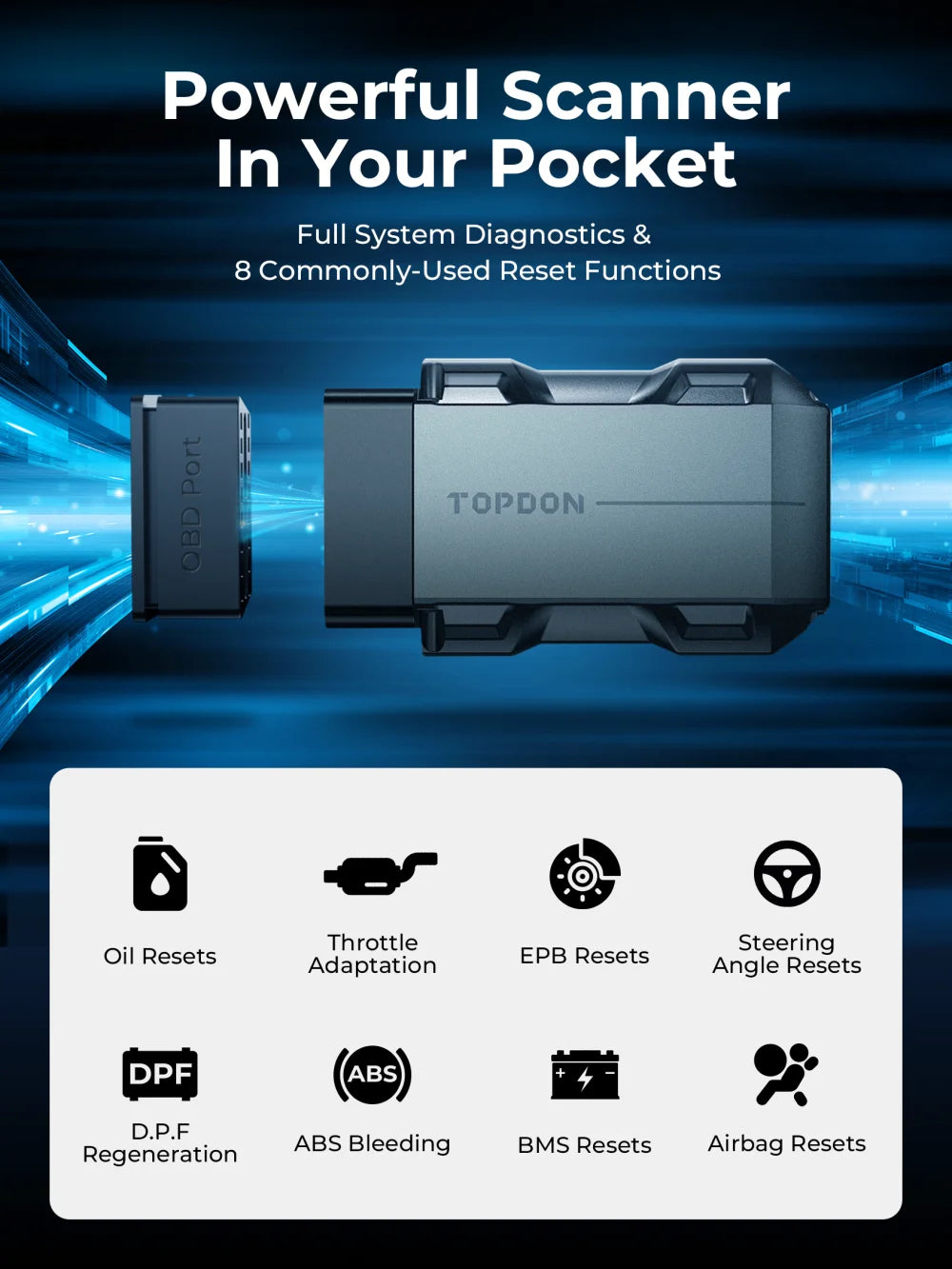 TOPDON TopScan Lite Scanner Smart Diagnostic Tool DTC Repair Guide Bluetooth OBD2 code reader MasCar