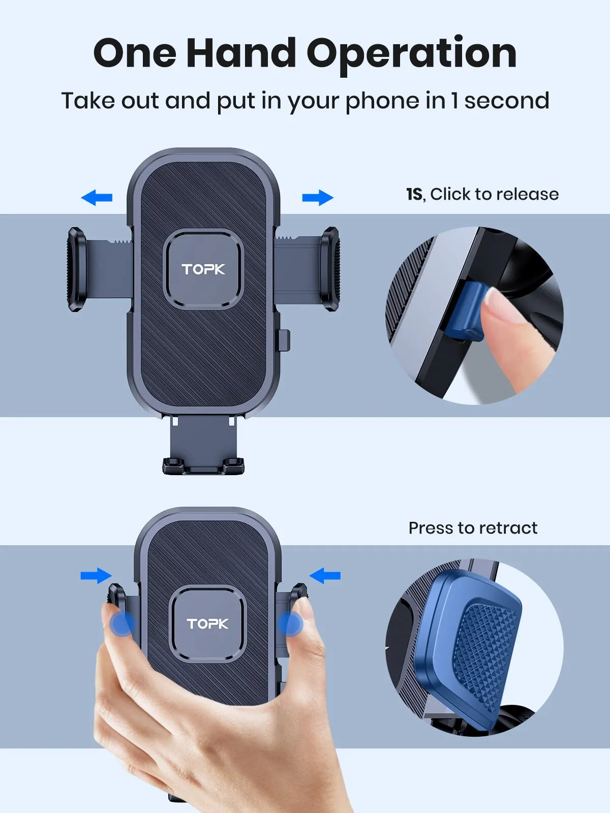 TOPK Car Phone Holder Gravity Stand for iPhone Xiaomi Samsung Car Mobile Support for Dashboard Windshield Air Vent Phone Mount MasCar