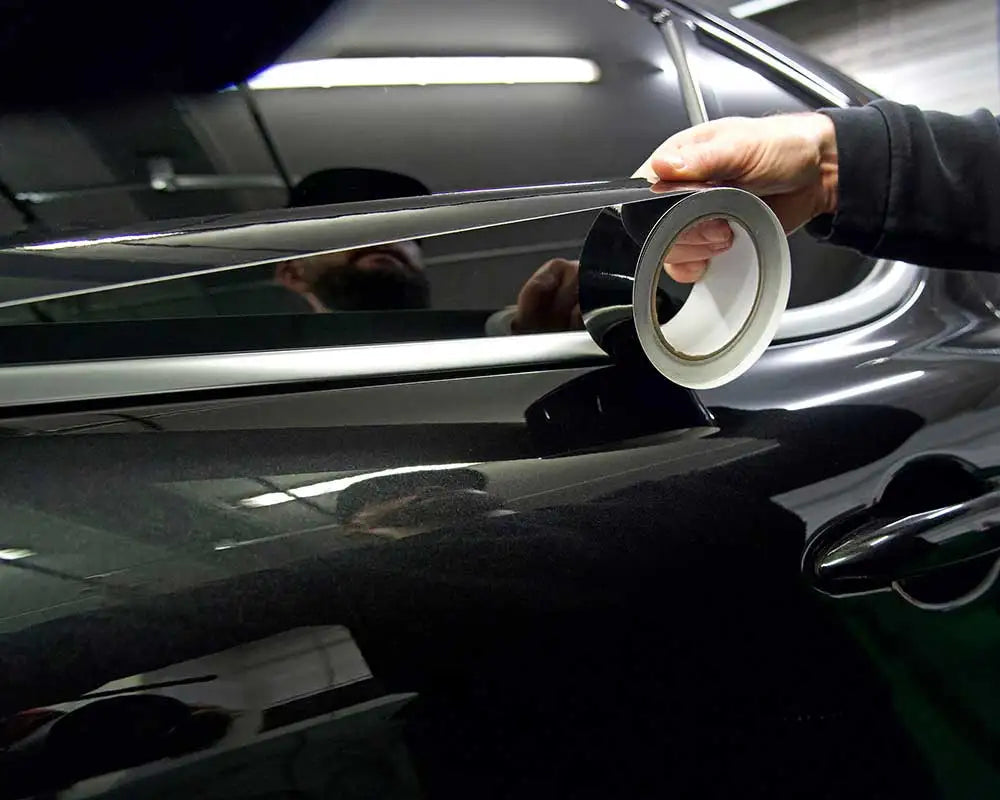 3/5/7/10CM Glossy Black Vinyl Stripes Chrome Delete Vinyl Window Trim Film For Car Interior Hood Roof Pillar MasCar