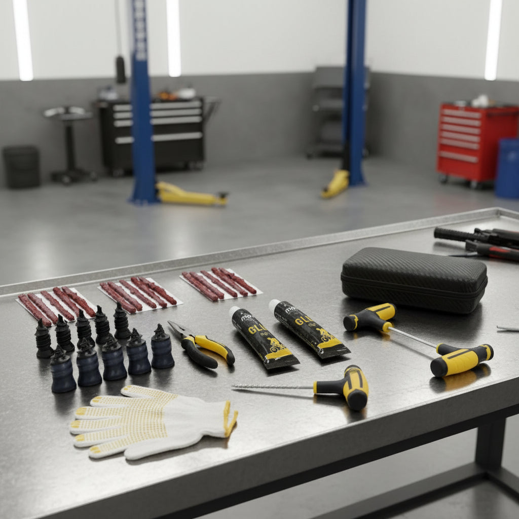 KIT DE RÉPARATION DE PNEUS – Solution d’urgence complète pour voiture, moto, camion et vélo MasCar