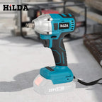 HILDA Electric Impact Wrench 18V Blue Brushless/Brushed Rechargeable 1/2 Socket Wrench Cordless Hand Drill for Makita Battery MasCar